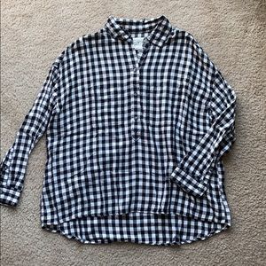 Oversized Popover Plaid Flannel Shirt